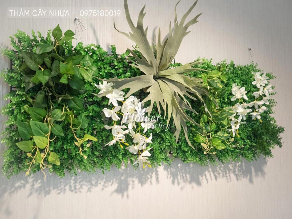 thảm cây nhựa trang trí tường