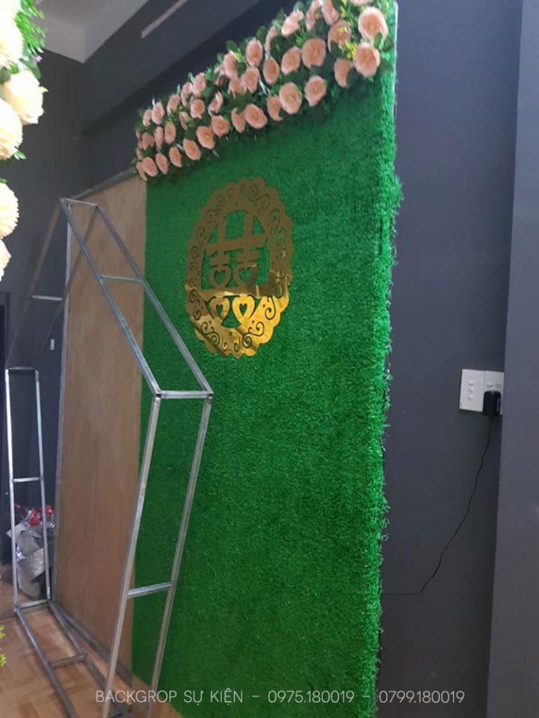 Cỏ nhân tạo trang trí tường Background đám cưới