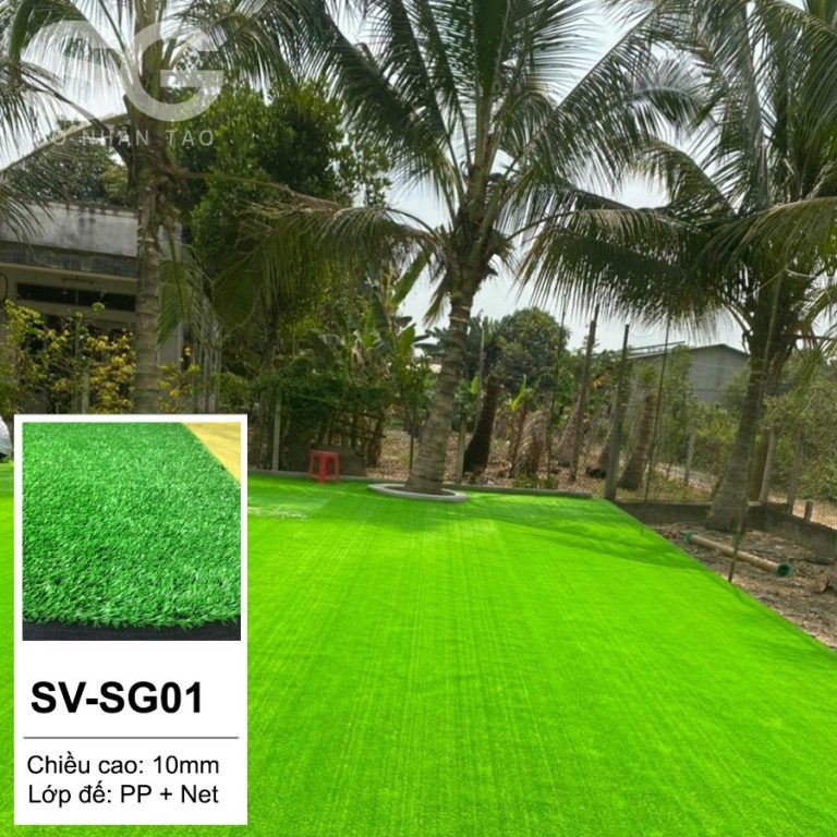 Thảm cỏ nhân tạo 1cm trải sân vườn