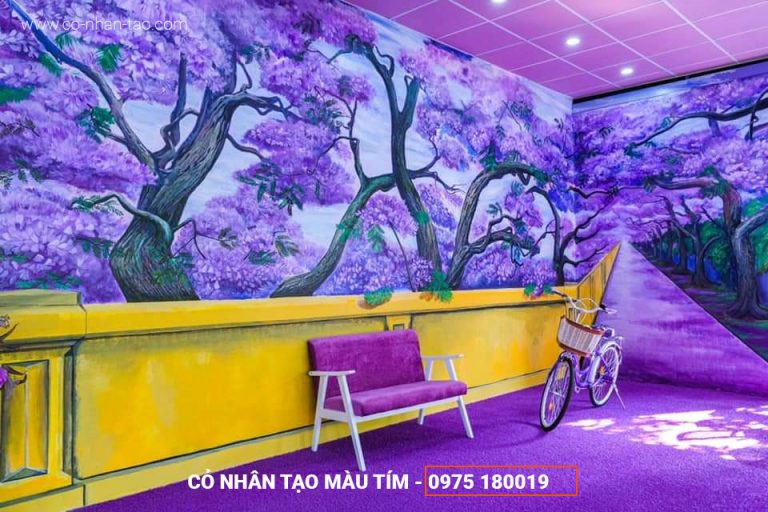 Thảm cỏ nhân tạo màu tím trang trí