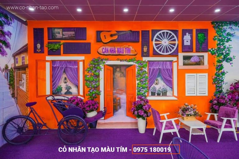 Thảm cỏ nhân tạo màu tím trang trí