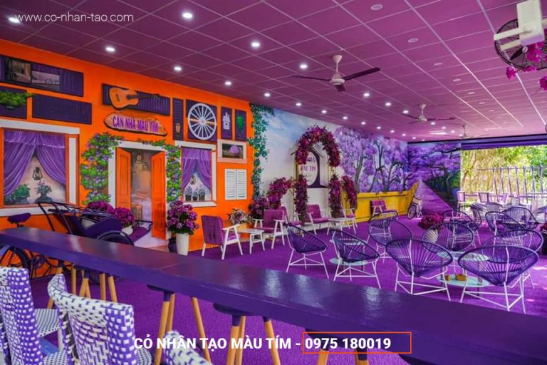 Thảm cỏ nhân tạo màu tím trang trí