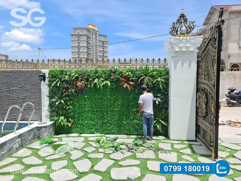 Thi công cỏ nhân tạo - tường cây giả Vũng Tàu