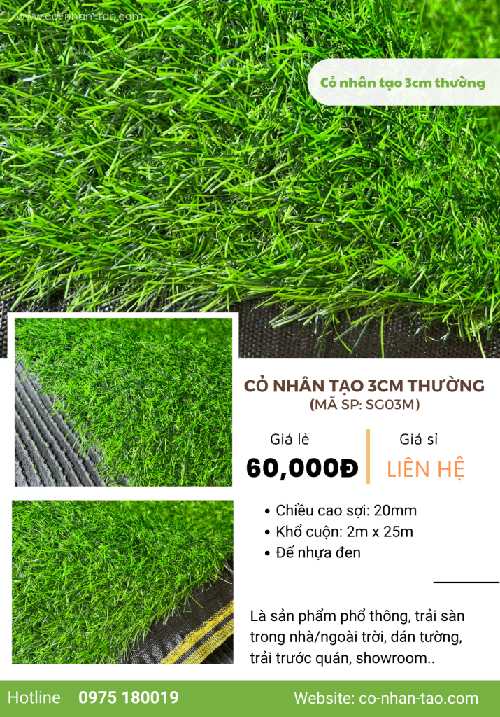 Giá cỏ nhân tạo 3cm thường - SG03M