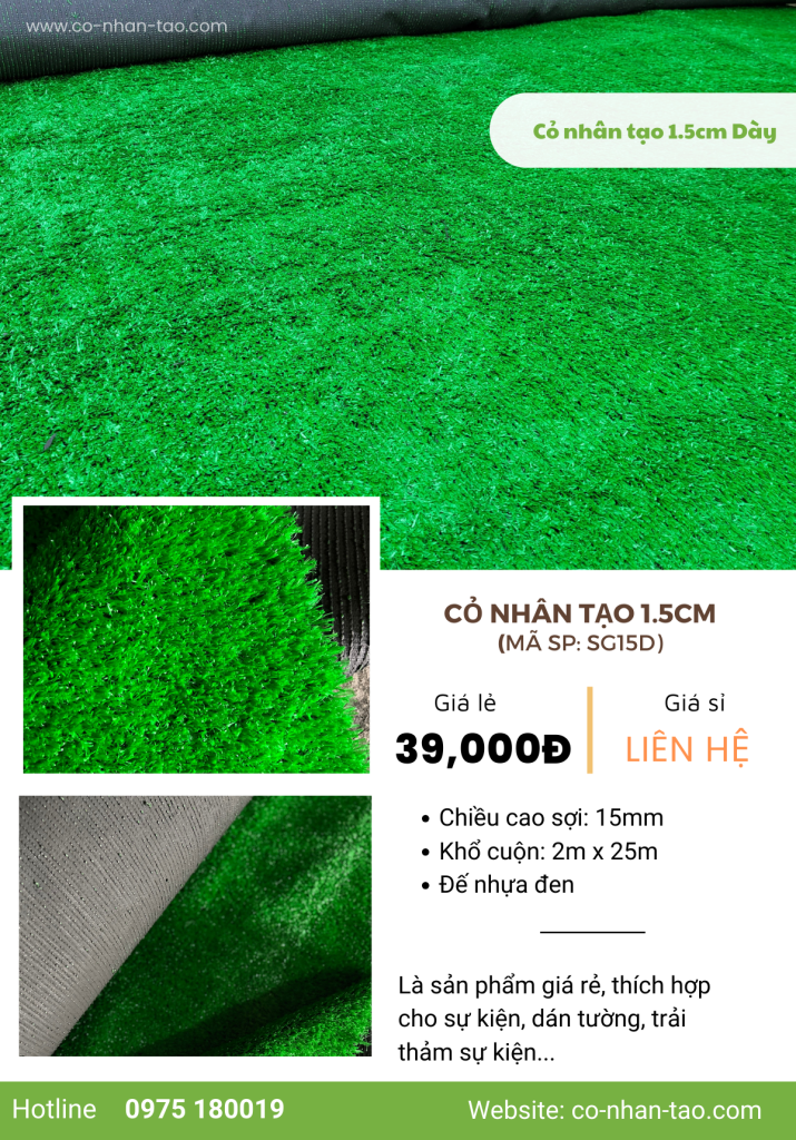 Giá cỏ nhân tạo 1.5cm - SG15D