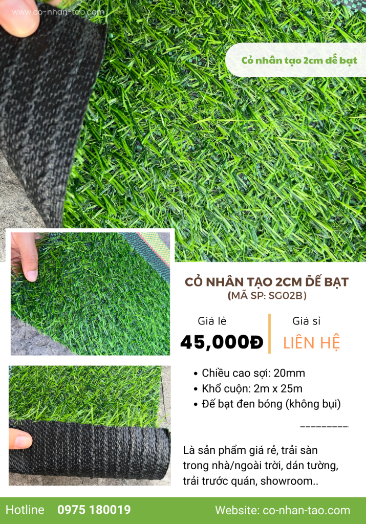 Giá cỏ nhân tạo 2cm đế bạt - SG02B