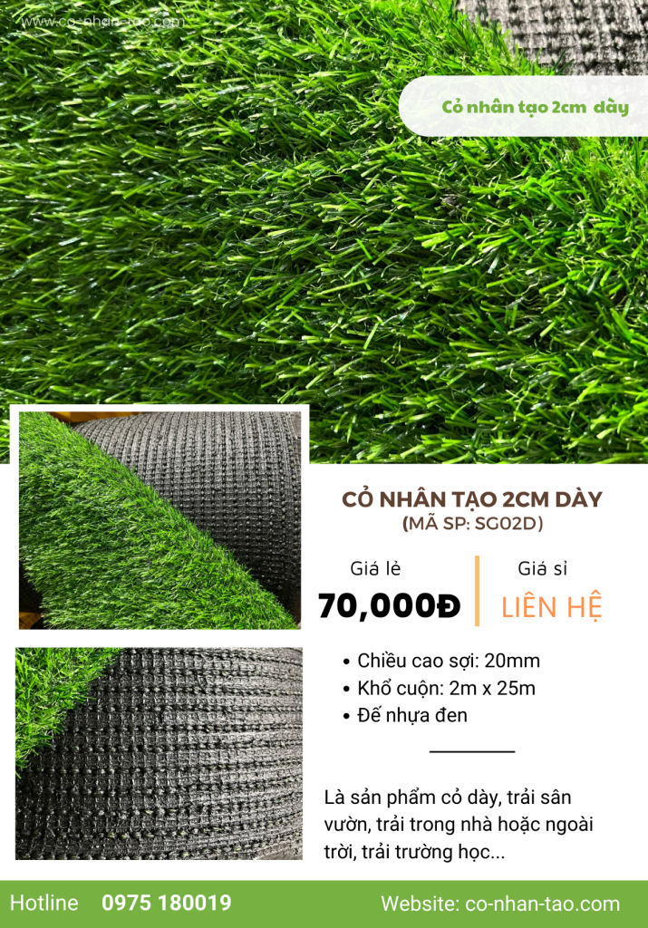 Giá cỏ nhân tạo 2cm dày - SG02D
