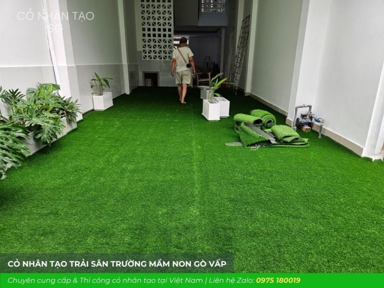 Thi công cỏ nhân tạo trường mầm non Gò Vấp