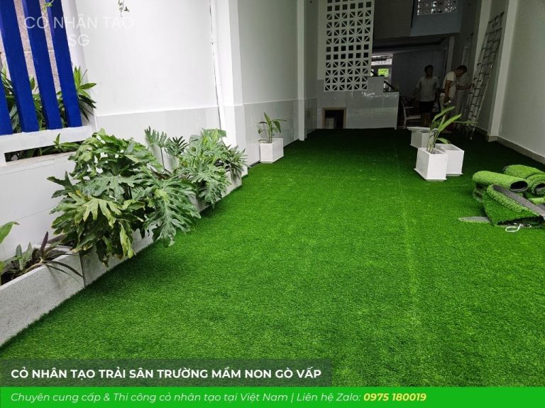 Thi công cỏ nhân tạo trường mầm non Gò Vấp