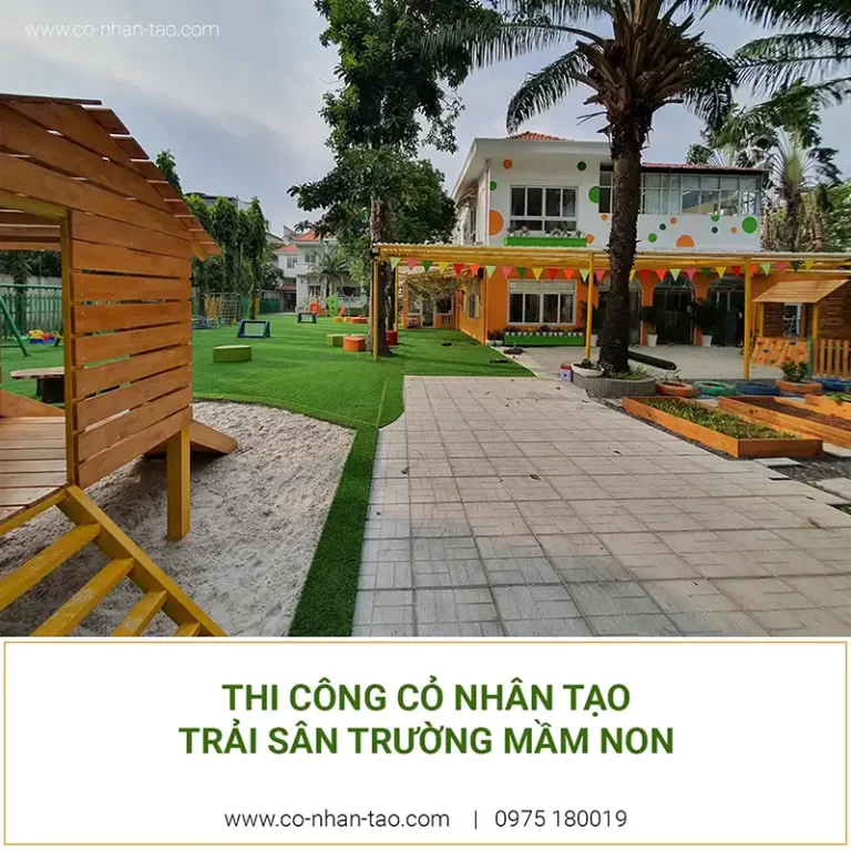 Thi công cỏ nhân tạo cho trường mầm non WisdomLand Gò Vấp