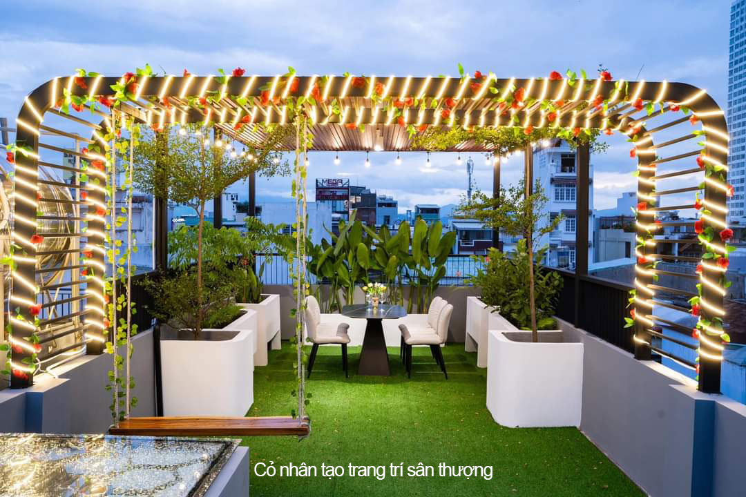 Thi công cỏ nhân tạo trải sân thượng ở Gò Vấp, Hồ Chí Minh