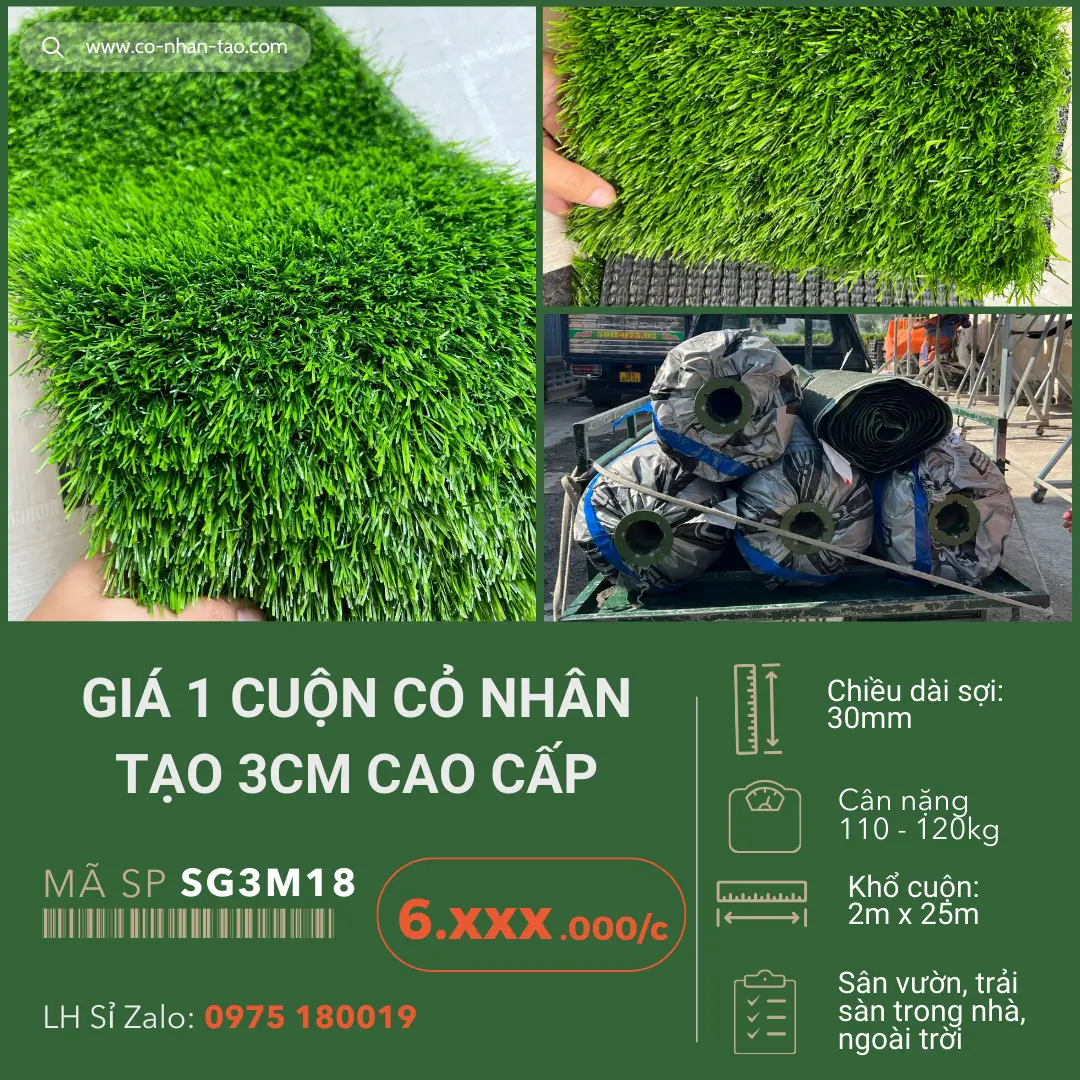 Giá 1 cuộn cỏ nhân tạo 3cm 18 mũi (SG3M18)