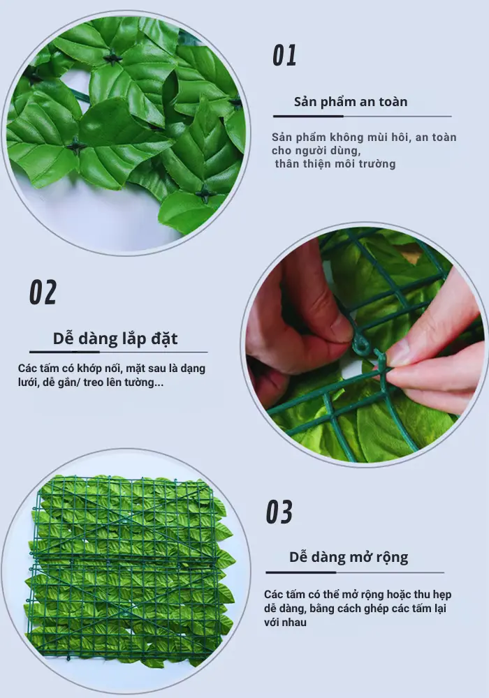 Lắp đặt tấm hàng rào cỏ nhựa dễ dàng