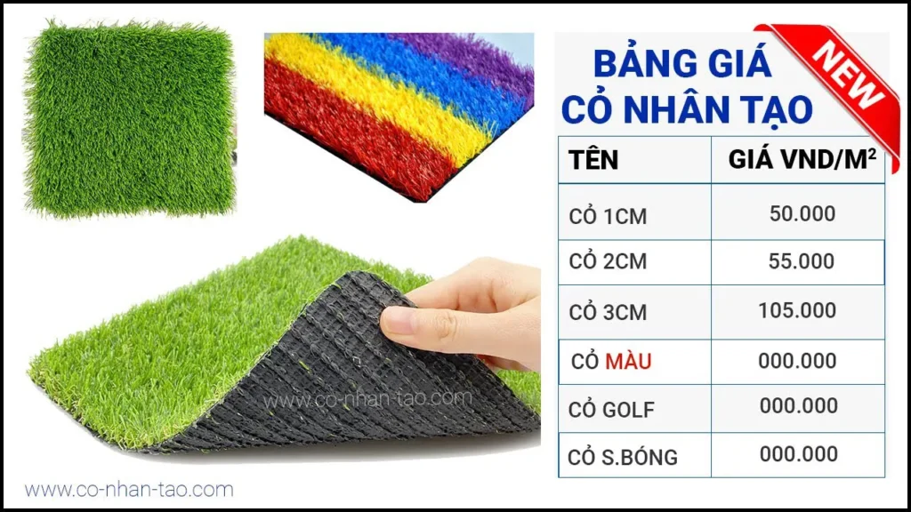 Bảng giá cỏ nhân tạo